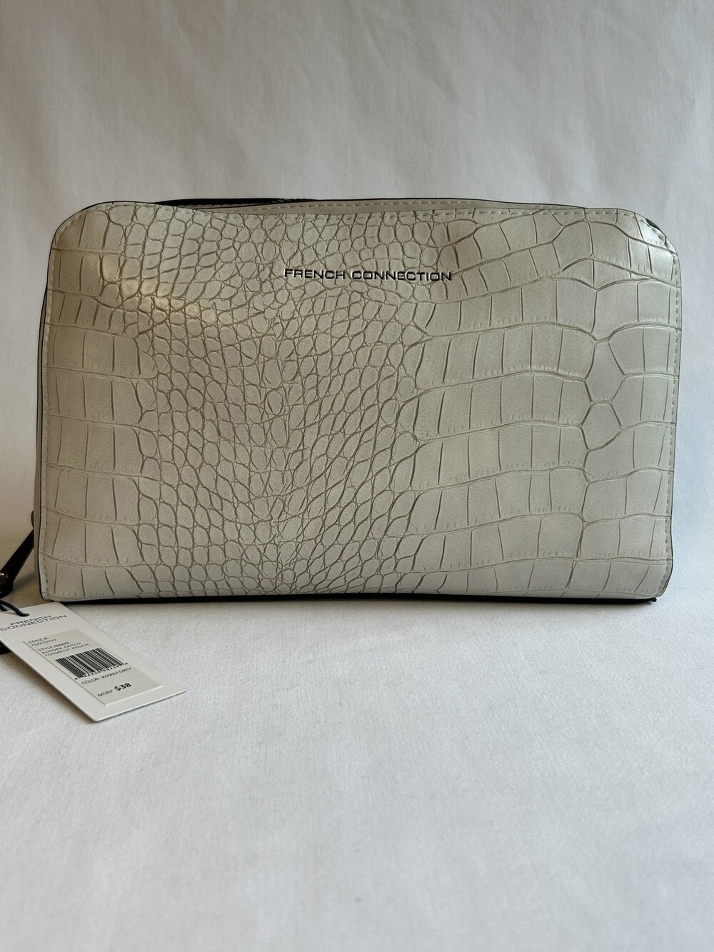French Connection Cosmetic Pouch Womens Aurora Croco Faux Leather Bag Travel